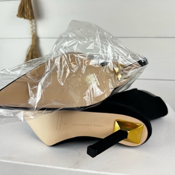 NIB Good American High Kickstand Suede Bootie in Black Size 9 - Picture 3 of 7